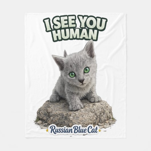 Russian Blue Cat Fleece Blanket フリースブランケット (正面)