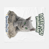 Russian Blue Cat Fleece Blanket フリースブランケット (正面(横))