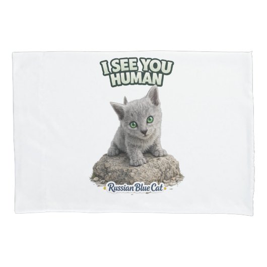 Russian Blue Cat Pillow Cover 枕カバー (正面)