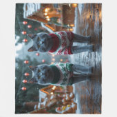 Russian Blue Cats Christmas Snow Holiday  フリースブランケット (正面)