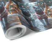 Russian Blue Cats Christmas Snow Holiday ラッピングペーパー (ロールコーナー)