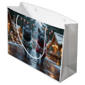 Russian Blue Cats Christmas Snow Holiday  ラージペーパーバッグ (裏面アングル)