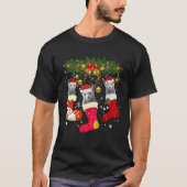 Russian Blue Cats In Christmas Sock Funny Russian Tシャツ (正面)