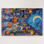 Russian Blue Cats in Halloween Costumes ジグソーパズル (横)