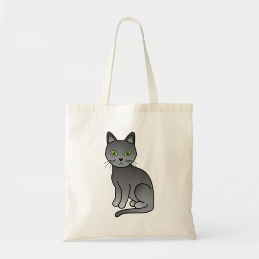 Russian Blue Cute Cartoon Cat Illustration トートバッグ (正面)