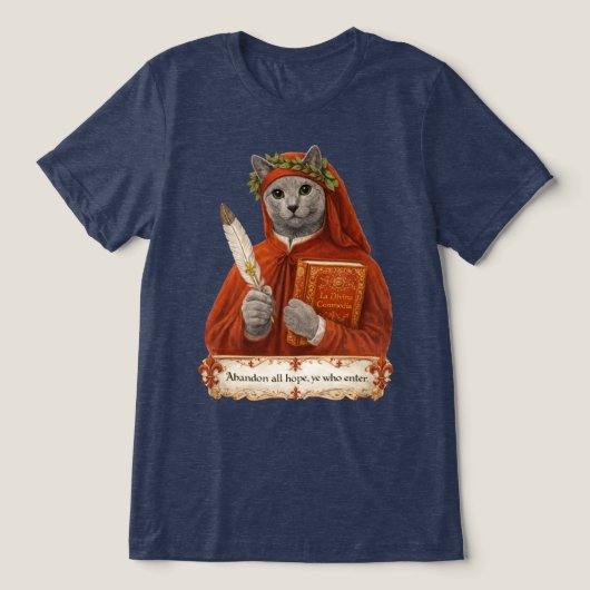 Russian Blue Dante Alighieri Cat トライブレンドＴシャツ (デザイン正面)