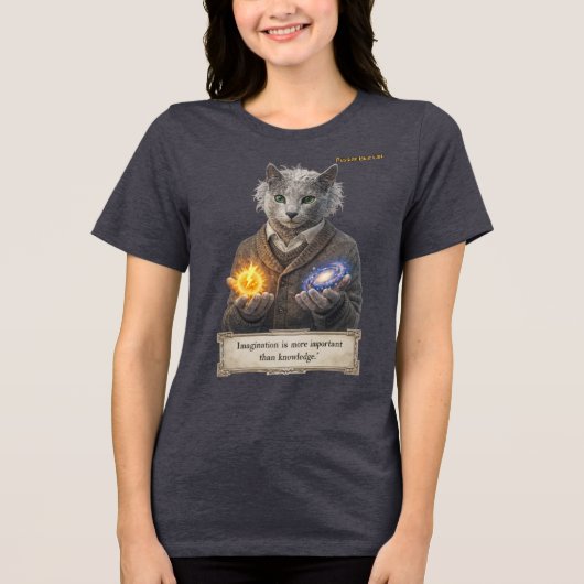 Russian Blue Einstein Cat - Imagination トライブレンドＴシャツ (正面)