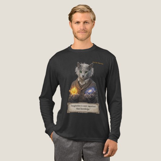 Russian Blue Einstein Cat - Imagination トライブレンドＴシャツ (正面全体)