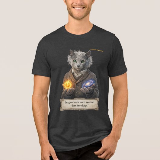 Russian Blue Einstein Cat - Imagination トライブレンドＴシャツ (正面)