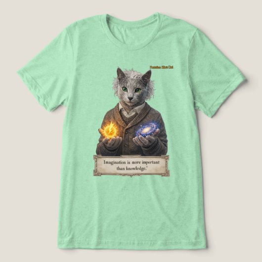 Russian Blue Einstein Cat - Imagination トライブレンドＴシャツ (デザイン正面)