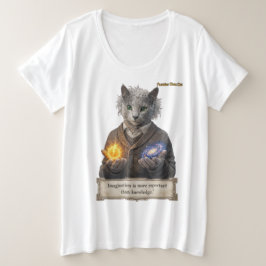 Russian Blue Einstein Cat - Imagination プラスサイズTシャツ