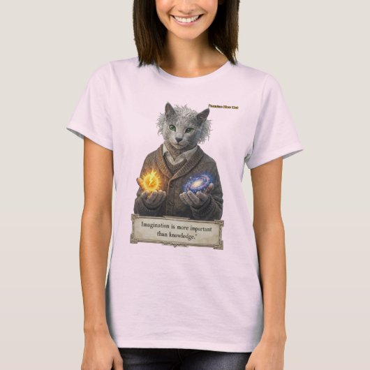 Russian Blue Einstein Cat - Imagination Tシャツ (正面)