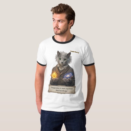 Russian Blue Einstein Cat - Imagination Tシャツ (正面フル)