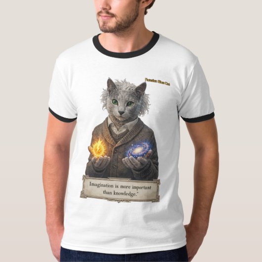 Russian Blue Einstein Cat - Imagination Tシャツ (正面)