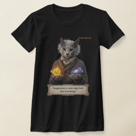Russian Blue Einstein Cat - Imagination Tシャツ (レイダウン)