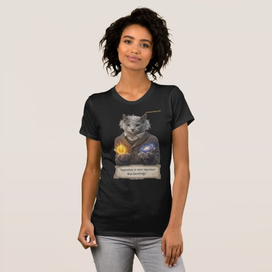 Russian Blue Einstein Cat - Imagination Tシャツ (正面フル)
