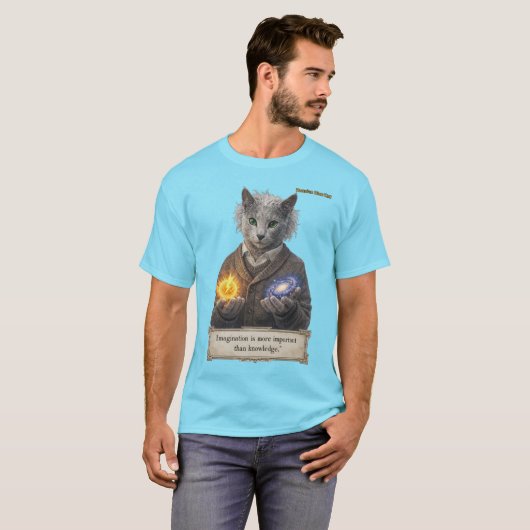 Russian Blue Einstein Cat - Imagination Tシャツ (正面フル)