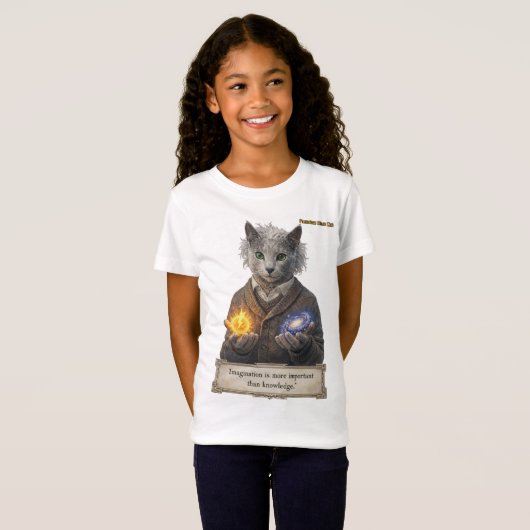 Russian Blue Einstein Cat - Imagination Tシャツ (正面フル)