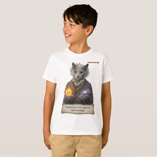 Russian Blue Einstein Cat - Imagination Tシャツ (正面フル)