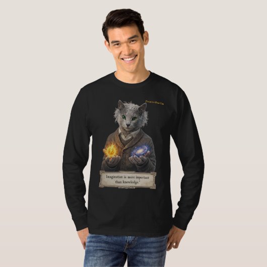 Russian Blue Einstein Cat - Imagination Tシャツ (正面フル)