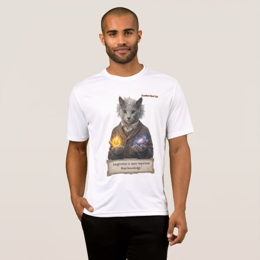 Russian Blue Einstein Cat - Imagination Tシャツ (正面フル)