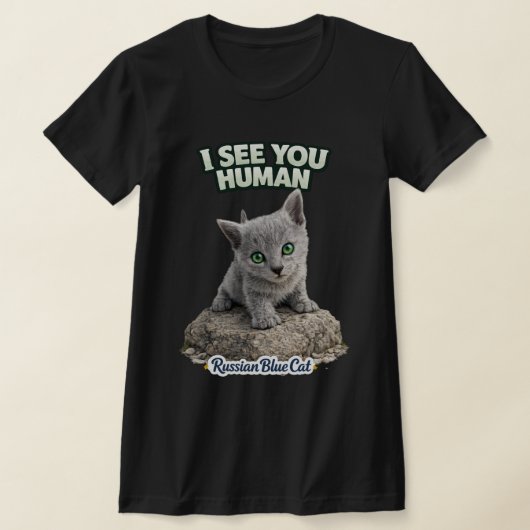 Russian Blue funny kitten Shirt – I See You Tシャツ (レイダウン)