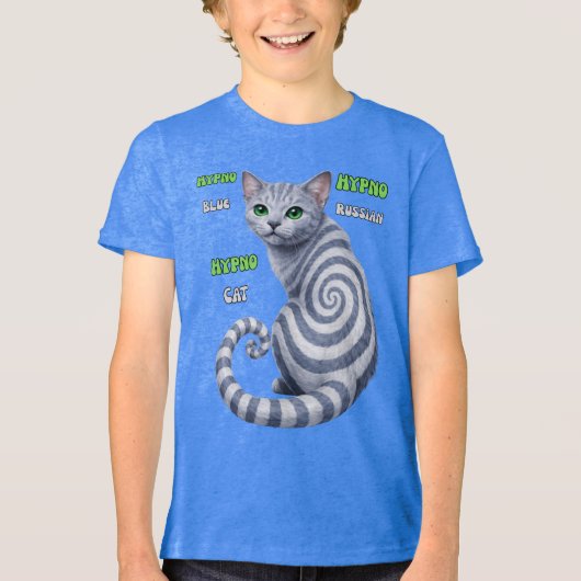 Russian Blue Hypno Cat トライブレンドＴシャツ (正面)
