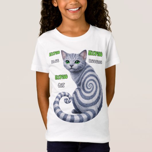Russian Blue Hypno Cat Tシャツ (正面)