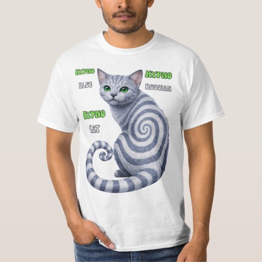 Russian Blue Hypno Cat Tシャツ (正面)