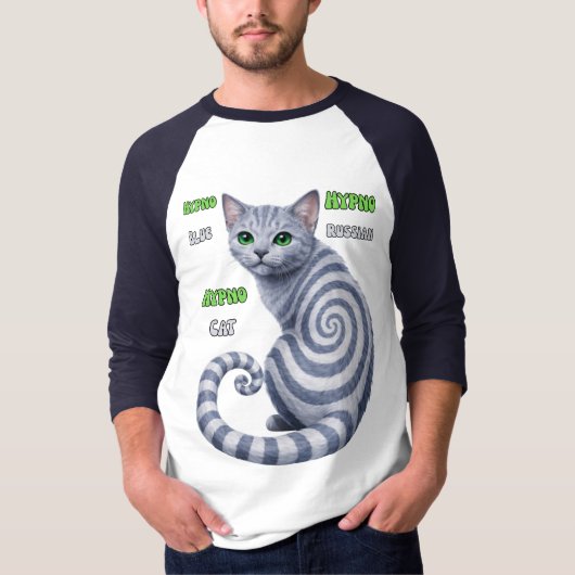 Russian Blue Hypno Cat Tシャツ (正面)