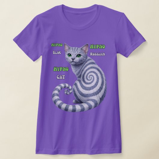 Russian Blue Hypno Cat Tシャツ (レイダウン)
