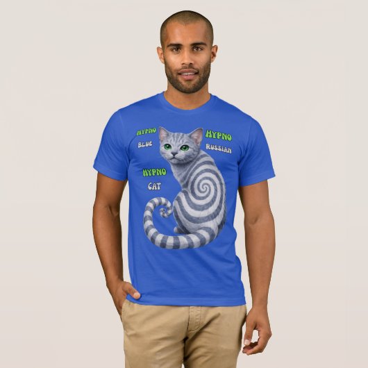 Russian Blue Hypno Cat Tシャツ (正面フル)