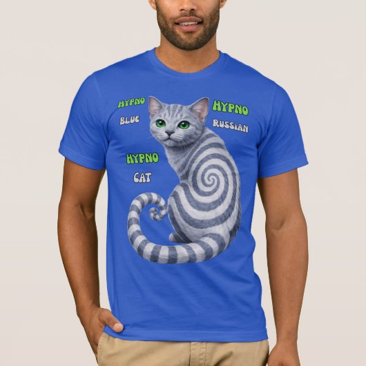 Russian Blue Hypno Cat Tシャツ (正面)