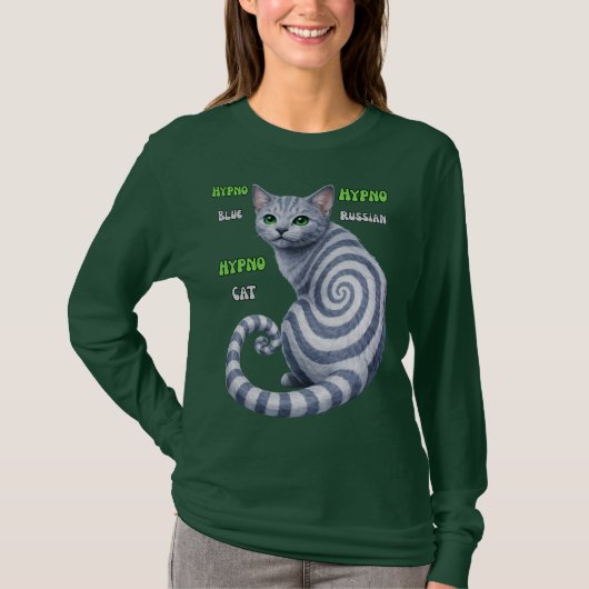 Russian Blue Hypno Cat Tシャツ (正面)