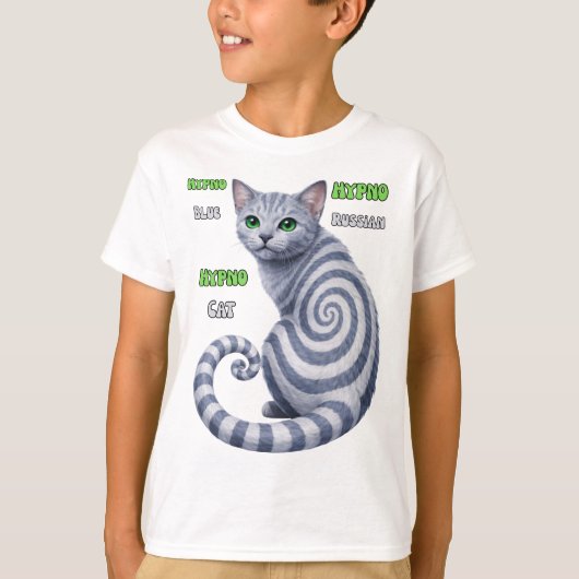 Russian Blue Hypno Cat Tシャツ (正面)