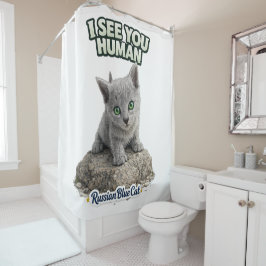 Russian Blue Kitten Curtain シャワーカーテン