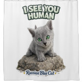 Russian Blue Kitten Curtain シャワーカーテン (正面)
