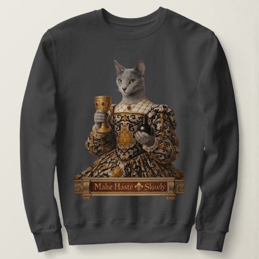 Russian Blue Lucrezia de Médici Cat スウェットシャツ (デザイン正面)