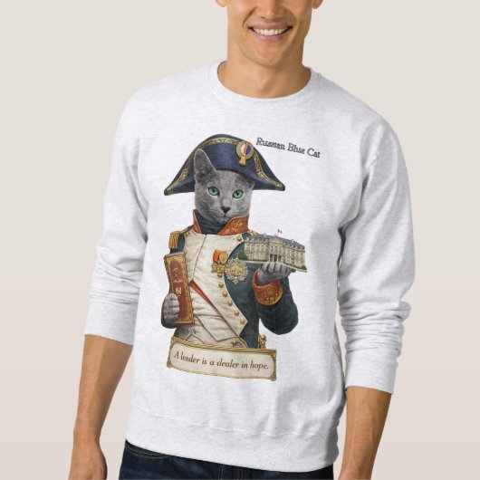 Russian Blue Napoleon Bonaparte Cat スウェットシャツ (正面)