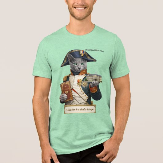 Russian Blue Napoleon Bonaparte Cat トライブレンドＴシャツ (正面)