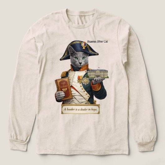 Russian Blue Napoleon Bonaparte Cat トライブレンドＴシャツ (デザイン正面)