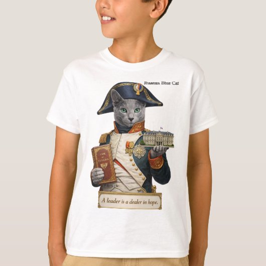 Russian Blue Napoleon Bonaparte Cat Tシャツ (正面)