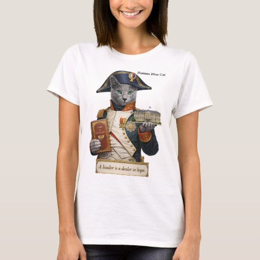 Russian Blue Napoleon Bonaparte Cat Tシャツ (正面)