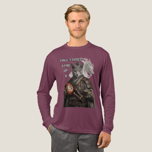 Russian Blue Samurai Cat トライブレンドＴシャツ (正面全体)