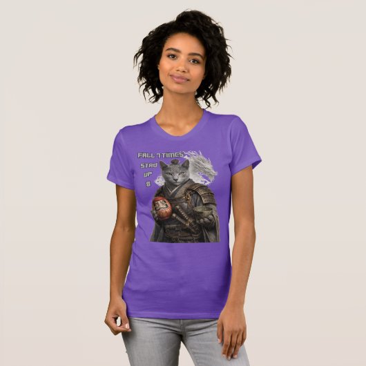 Russian Blue Samurai Cat Tシャツ (正面フル)