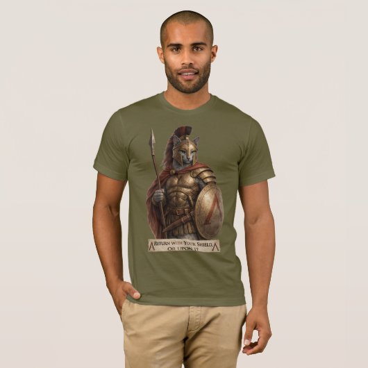 Russian Blue Spartan Cat Tシャツ (正面フル)