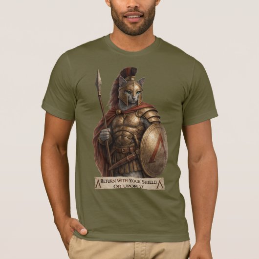 Russian Blue Spartan Cat Tシャツ (正面)