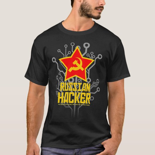 Russian Hacker with Hammer  Sickle Emblem design Tシャツ (正面)
