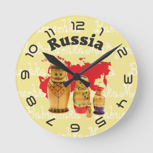Russland - Russia Babuschka - Matrjoschka Wanduhr ラウンド壁時計 (正面)