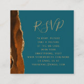 Rustカラーの金色アゲート・テイルブルーの結婚式QRコードRSVP エンクロージャーカード (正面)